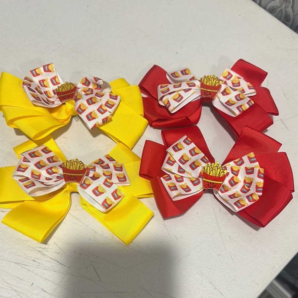 Set of Red and Yellow Hair Bows